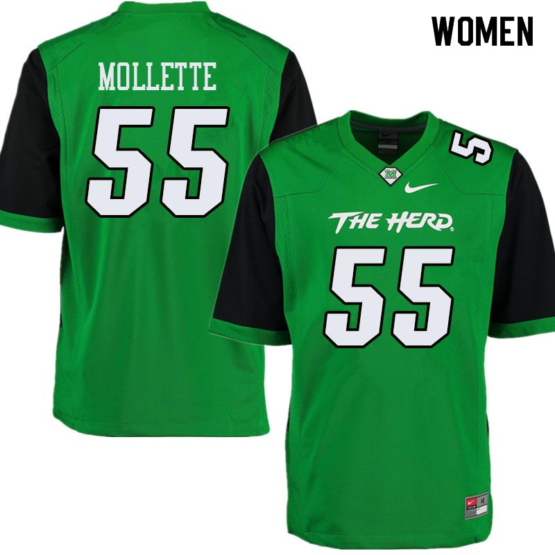 Women #55 Alex Mollette Marshall Thundering Herd College Football Jerseys Sale-Green